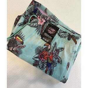 NWT Psycho Tuna Mens Large Tropical Bird‎ Parrot Swim Trunks Board Shorts